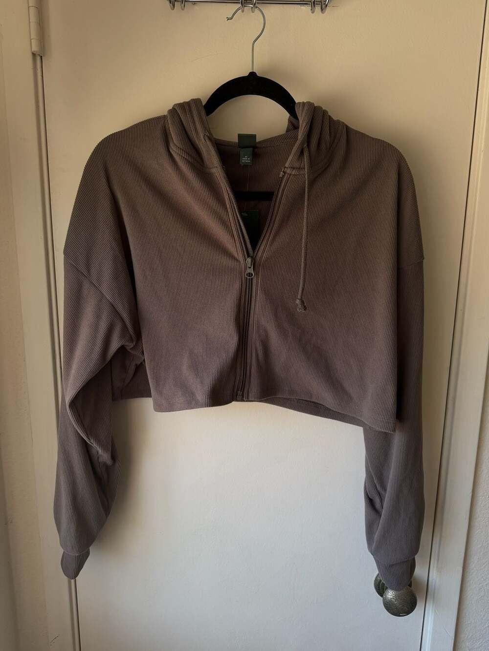Wild Fable Women's Ribbed Cropped Zip-Up Hoodie